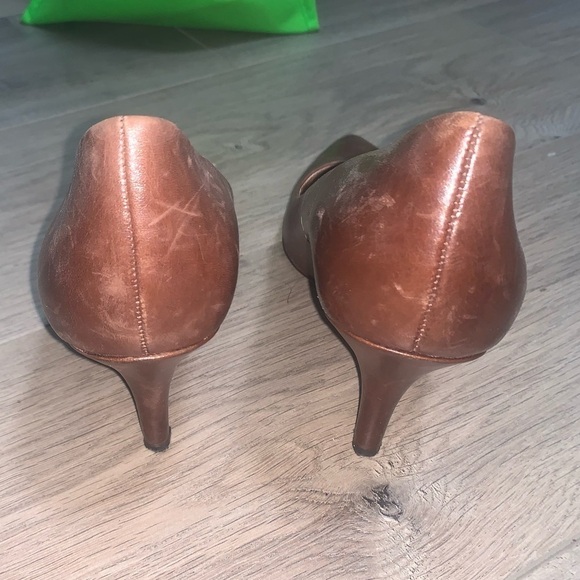 5TH AVENUE Pump High Brown Leather Heels size 38 Pointed Sandals - Picture 4 of 8